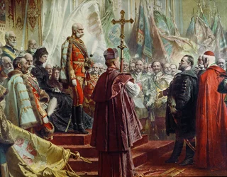 Kaiser Franz Joseph I. und Kaiserin Elisabeth in Budapest, 8. Juli 1896 (Detail)